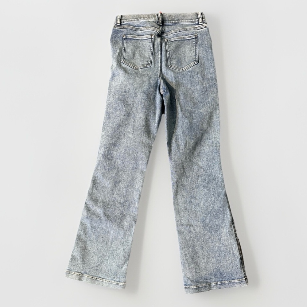 Spanx Women's High Rise Kick Flare Jeans Medium Tall Blue Stretch Pull-On Denim - Picture 5 of 9